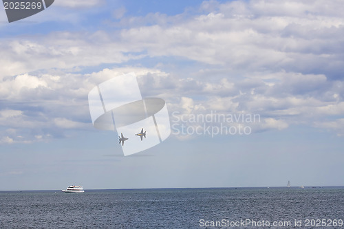 Image of Several planes performing in an air show at Jones Beach