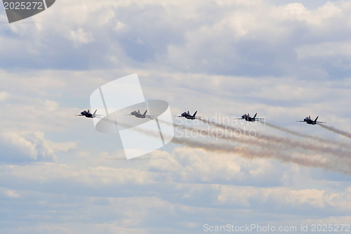 Image of Several planes performing in an air show at Jones Beach