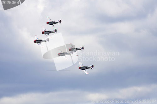 Image of Several planes performing in an air show at Jones Beach