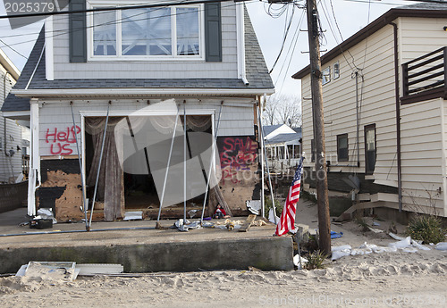 Image of NEW YORK -November12:Destroyed homes during Hurricane Sandy in t