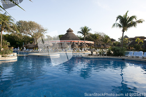 Image of Nice resort poolon sunny day