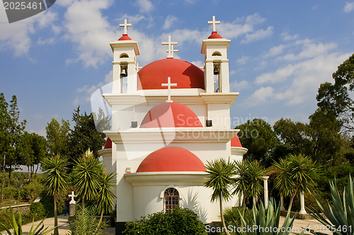 Image of Greek Church of the 12 Apostles, Capernaum . Israel.