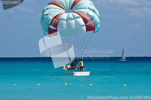 Image of The parachuters are landed on a boat 