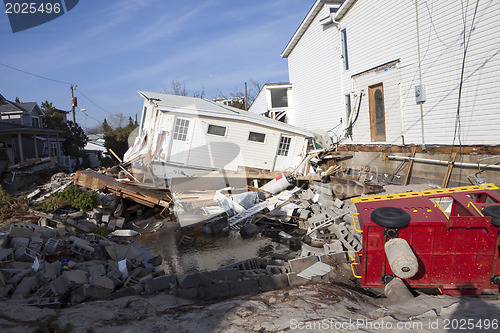 Image of NEW YORK -November12:Destroyed homes during Hurricane Sandy in t