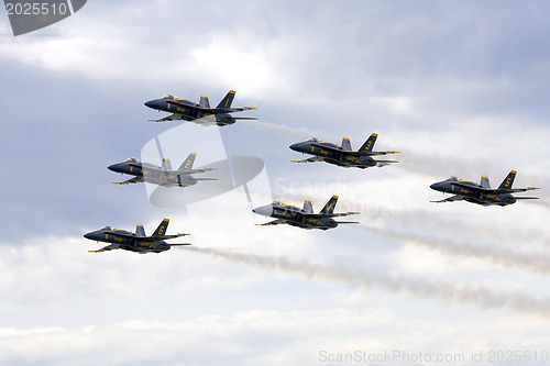 Image of Blue Angels Fly in Tight Formation