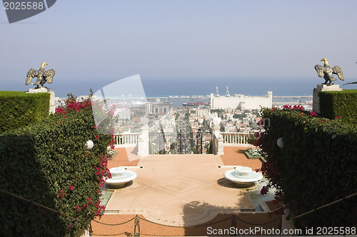 Image of Magnificent park near to center Bahai of religion.