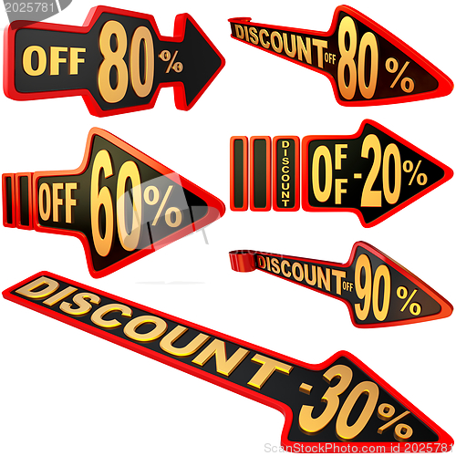 Image of set of arrow labels for sales with discounts