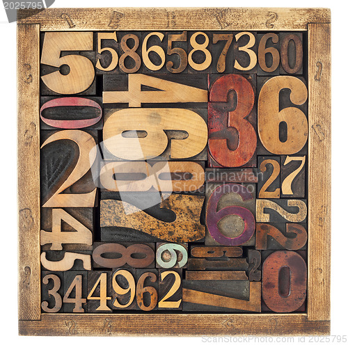 Image of number abstract in wood type