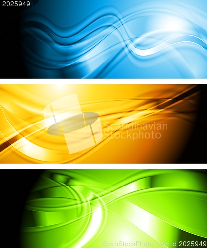 Image of Set of vibrant wavy banners