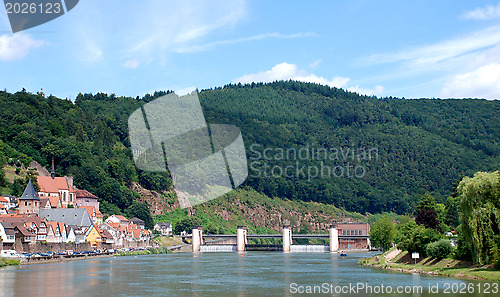 Image of View of a German town from the Neckar river