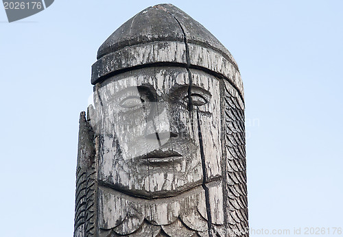 Image of wooden statue of the ancient pagan god
