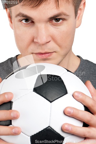 Image of Man with classic soccer ball