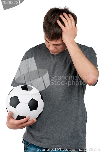 Image of Man with classic soccer ball