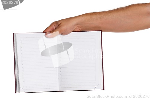 Image of Man hand with notebook