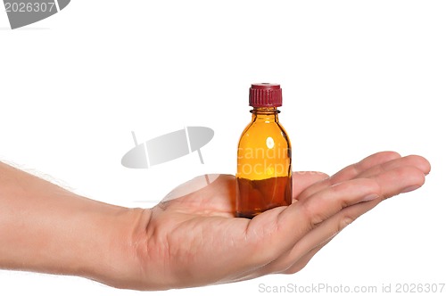 Image of Hand with small bottle