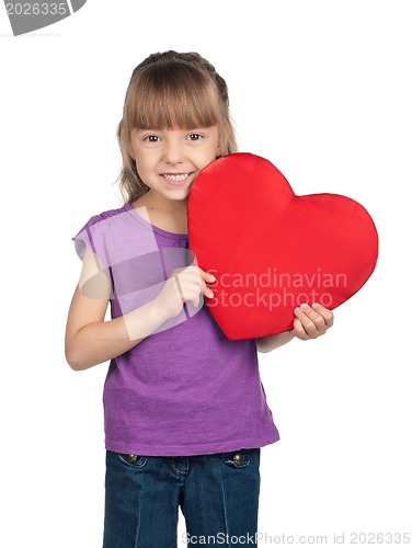 Image of Little girl with red heart