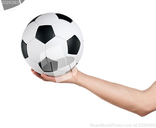 Image of Man with classic soccer ball