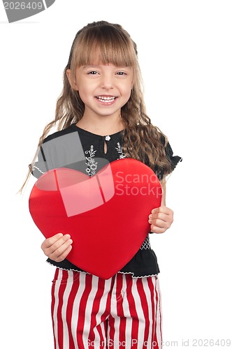 Image of Little girl with red heart