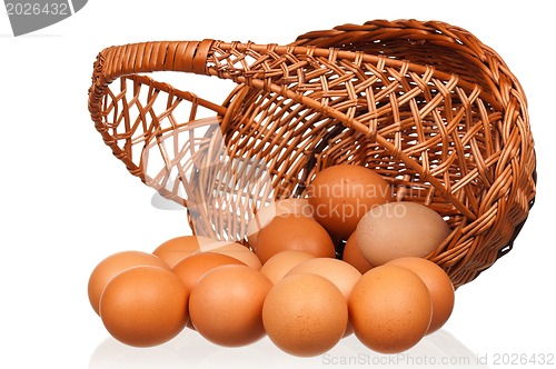 Image of Eggs in wicker basket