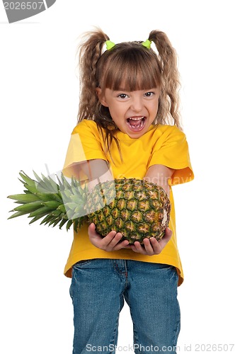 Image of Little girl with pineapple