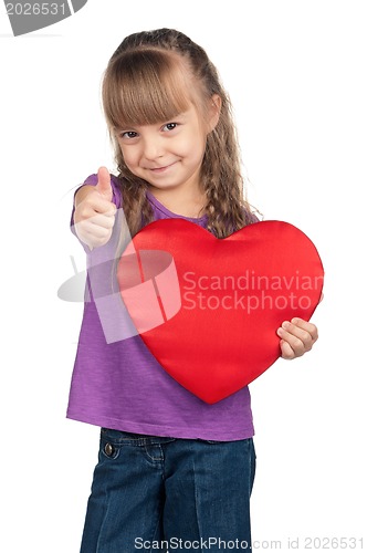 Image of Little girl with red heart