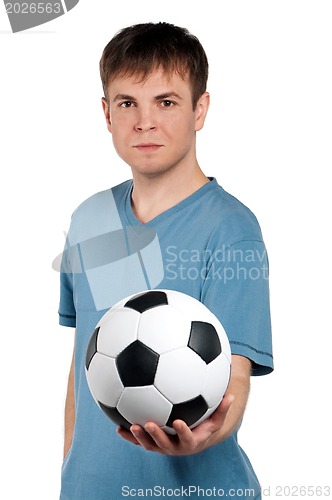 Image of Man with classic soccer ball