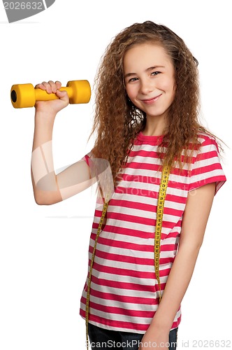 Image of Girl with dumbbells