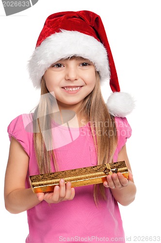 Image of Little girl with gift box