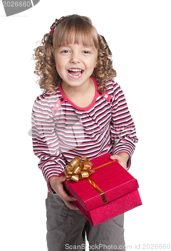 Image of Little girl with gift box