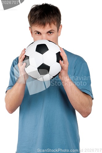 Image of Man with classic soccer ball