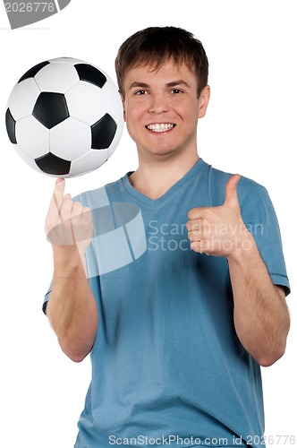 Image of Man with classic soccer ball