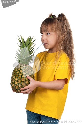 Image of Little girl with pineapple