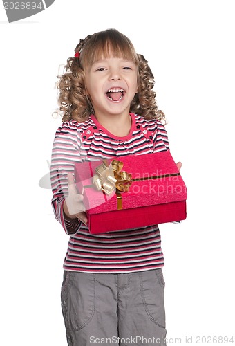 Image of Little girl with gift box