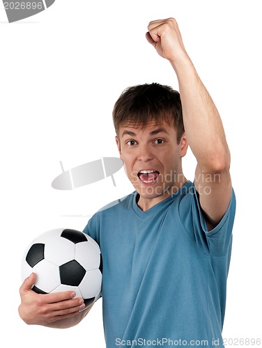 Image of Man with classic soccer ball