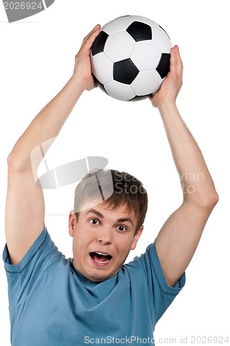 Image of Man with classic soccer ball