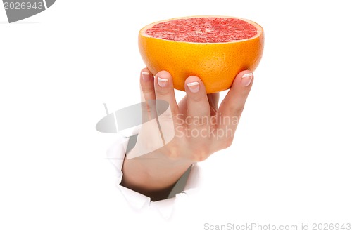Image of Hand with grapefruit