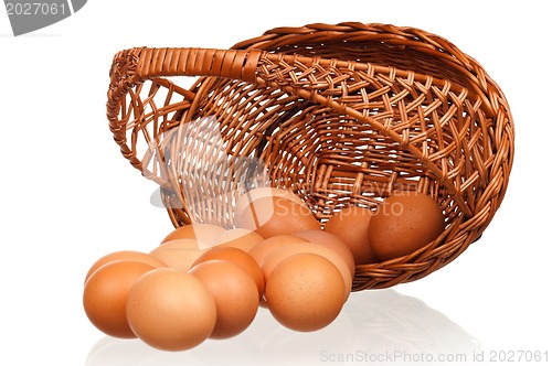 Image of Eggs in wicker basket