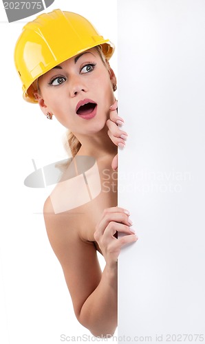 Image of Young woman with blank