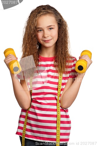 Image of Girl with dumbbells