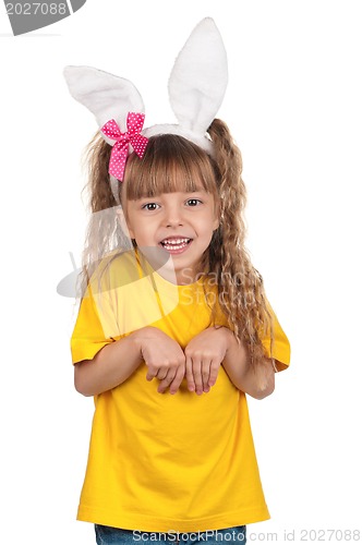 Image of Little girl with bunny ears