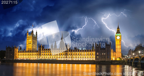 Image of Storm over Big Ben and House of Parliament - London