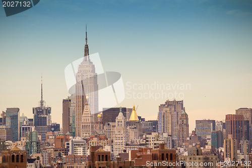 Image of Buildings and Skyscrapers of Manhattan with Dramatic Sky