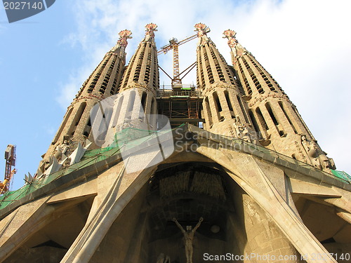 Image of BARCELONA, SPAIN - APRIL 24: La Sagrada Familia - the impressive