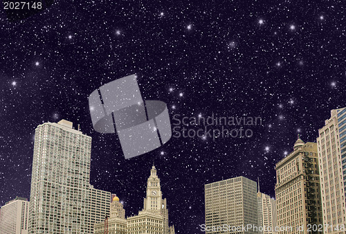 Image of Stars above Chicago Skyline - Illinois