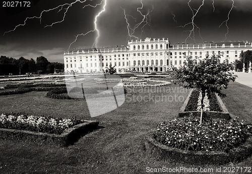 Image of Dramatic sky above Schoenbrunn Castle in Vienna