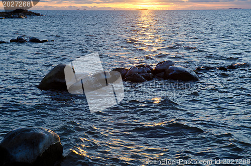 Image of Blue water sunset