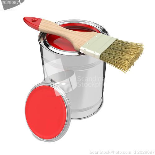 Image of Colorful Paint Can with Paintbrush.