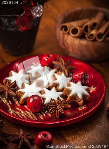 Image of Homemade gingerbread star cookies for Christmas