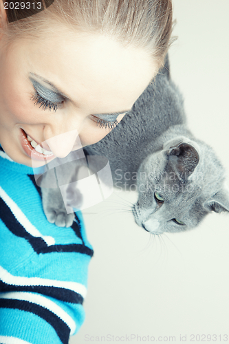 Image of Lady and cat