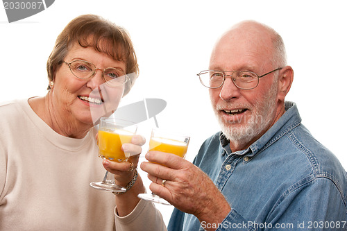 Image of Happy Senior Couple with Glasses of Orange Juice